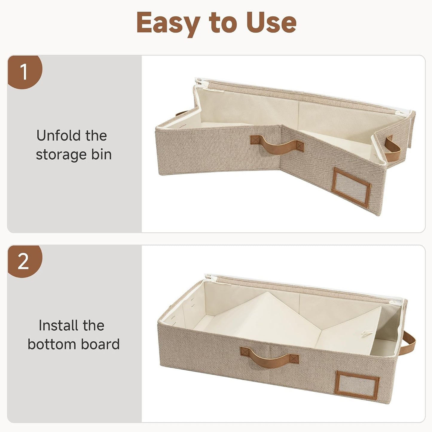 StorageWorks Large Under Bed Storage Containers with Handles and Label Holder, 2 Pack Ultra-thick Fabric Underbed Bins, Closet Organizer for Clothes, Blankets, Sweater