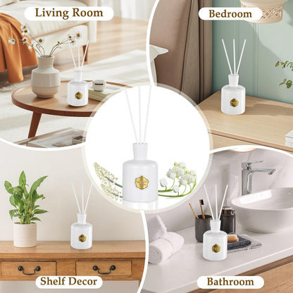 XEPTLE Reed Diffuser Set, 7.04 oz Oud & Bergamot Scent Diffuser with 5 Sticks, Long Lasting Air Freshener, Essential Oil Reed Diffuser for Home, Home Fragrance for Office, Bathroom Shelf Decor, Black