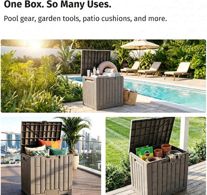 LAUSAINT HOME 320 Gallon Resin Deck Box, Package Delivery Box with Lockable Lid, Waterproof Outdoor Storage Box For Garden Tools, Patio Cushions(320 Gallon,Black)
