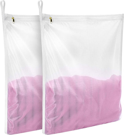 GOGOODA 2 Pack Delicates Laundry Bags, Fine Mesh Wash Bag with Hanging Loop | Large for Lingerie, Shirts, Sweaters, Underwear, Bra, Silk, Socks
