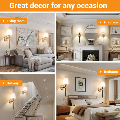 Nekhung Battery Operated Wall Sconces Set of Two, Wireless Battery Wall Light with 10000mAh RGB Dimmable Magnetic Bulb and Remote, Rechargeable Sconce Wall Decor for Bedroom Living Room Hallway