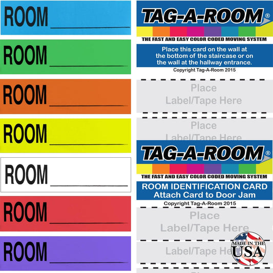 Tag-A-Room Home Moving Labels Color Coded Packing Stickers (350MBC)