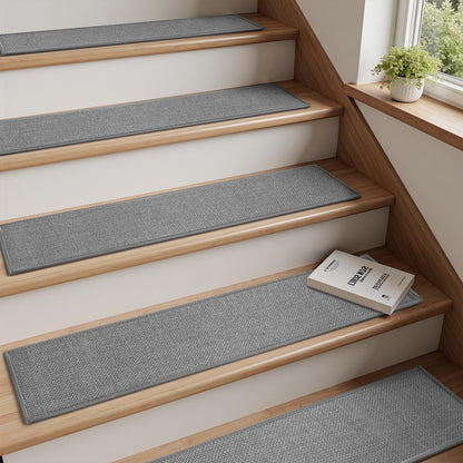 PADOOR Stair-Treads Non Slip 15PCS, Stair Treads for Wooden Steps Rubber Backing Indoor, Stair Carpet Residue Free, Stair Runner Durable Stair Rug for Kids and Dogs 8"x30" Beige