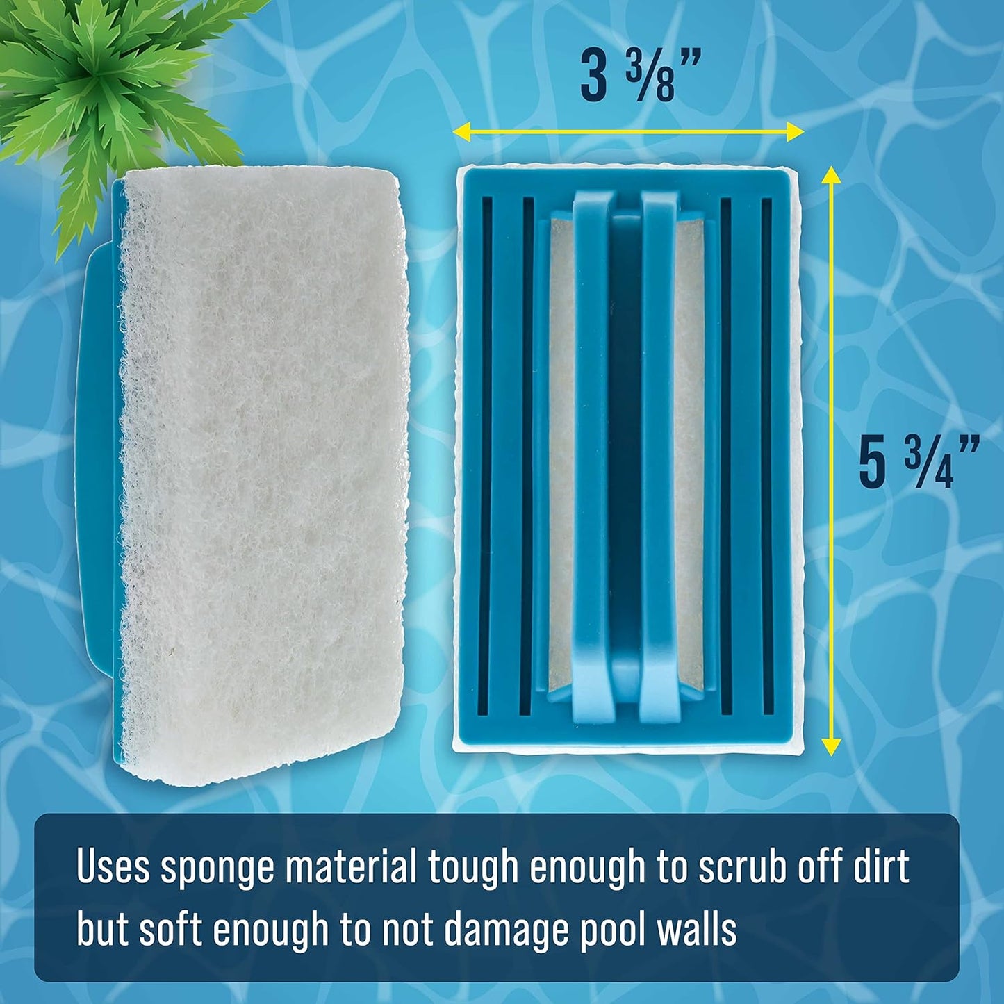 U.S. Pool Supply Hand-Held Pool Scrub Brush, 2 Pack - Surface Scrubbing Scouring Sponge Pad - Clean Pool Tile & Grout, Walls, Vinyl Liners, Spas - Cleaning Scrubber Stains, Kitchen Bathroom Tub Shower
