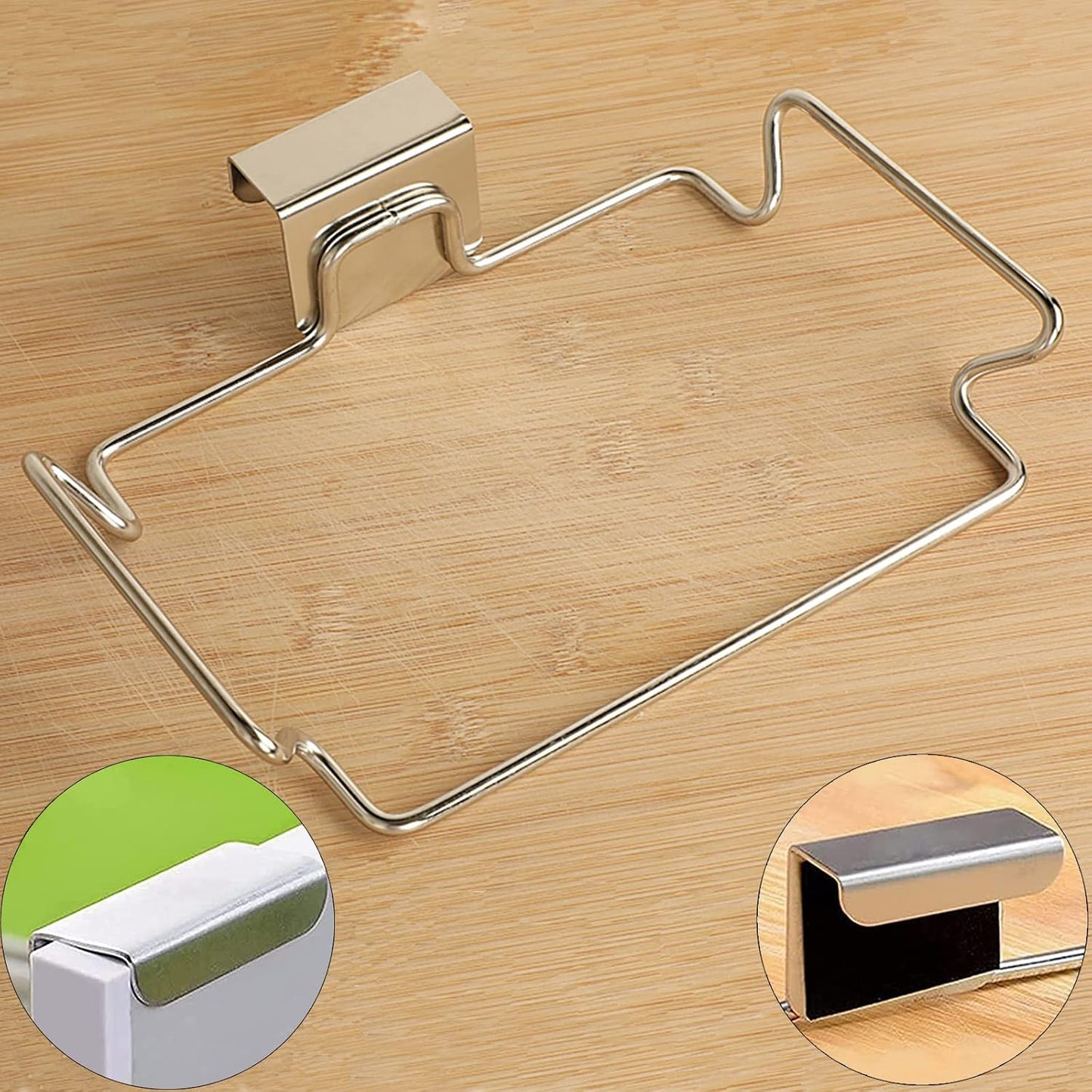 Large Stainless Steel Trash Bag Holder for Kitchen Cabinets Doors and Cupboards, Black