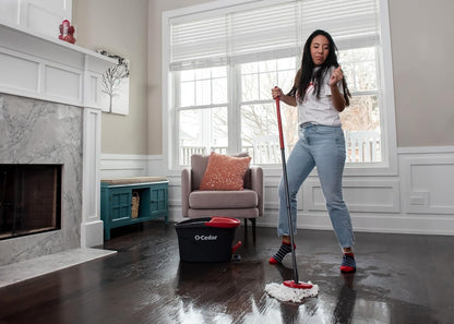 O-Cedar Easywring Microfiber Spin Mop & Bucket Floor Cleaning System + 3 Extra Refills (4 Refills Included)