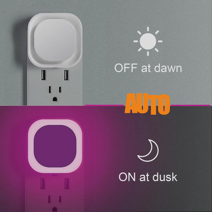 YUNLEX 2 Pack Red Night Light with Dusk to Dawn Sensor, Eye-Care Reflected Glow, 0% Blue Light True Red LED, 3-Level Brightness, Auto On/Off, Plug-in Nightlight for Sleep, Kids, Bedroom, Bathroom
