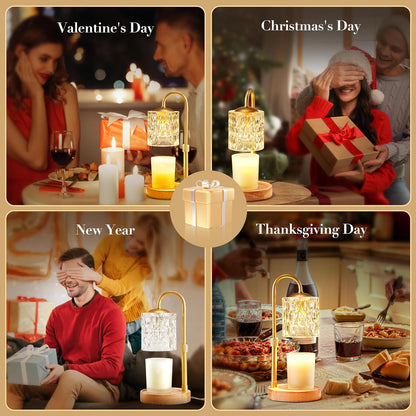 Briever Dimmable Candle Warmer Lamp with Timer, Height Adjustable Electric Candle Wax Warmer, Christmas Birthday Gifts for Women Mom, House Warming Gifts New Home Room Decor, Walnut Solid Wood Base