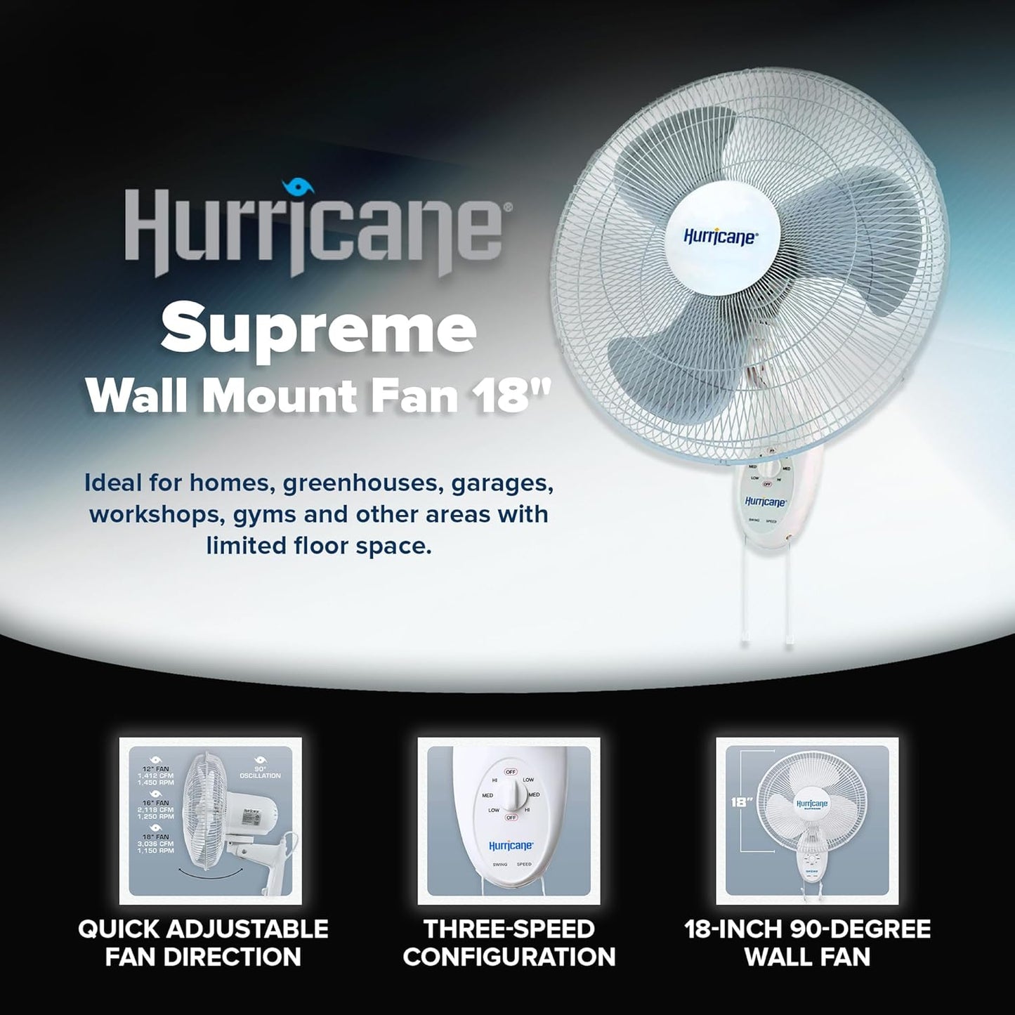Hurricane Classic 6 Inch Clip Fan, 2 Speed Portable Desk Table Fan with Tilt, White