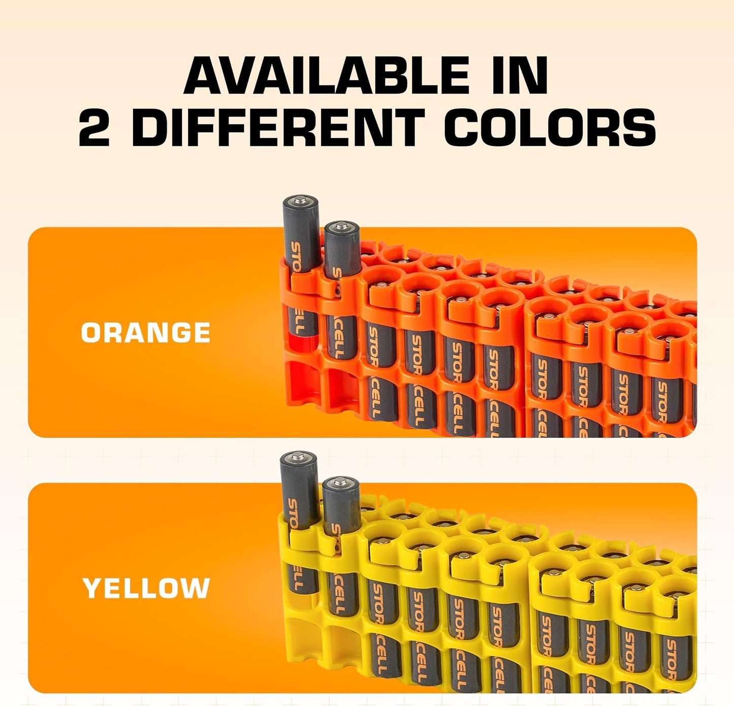 AA Battery Storage Caddy by Storacell, Yellow - Holds 24 Batteries (Not Included)