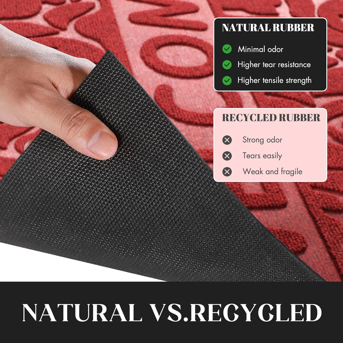 Yimobra Welcome Mat Outdoor 29.5x17, Waterproof Non-Slip Outdoor Mats for Front Door Outside Entrance, Low-Profile Entryway Mat Indoor for Garage Patio, Black