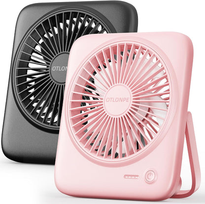 Otlonpe Personal Portable Desk Fan, 4000mAh Small Rechargeable Portable Fan Battery Operated & USB Powered for Travel Sleeping Bedroom Office Home Table, Cordless, Quiet, 4-Speed, 6.5 Inch (Black)