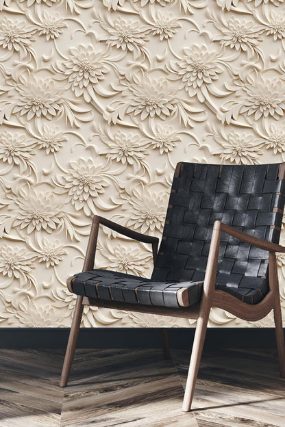 Floral Peel and Stick Wallpaper 3D Effect Interior Wall Décor Contact Paper Self Adhesive Removable Renter Friendly for Bedroom Living Cabinet Room 17.7in x 9.8ft (Not Textured Wallpaper