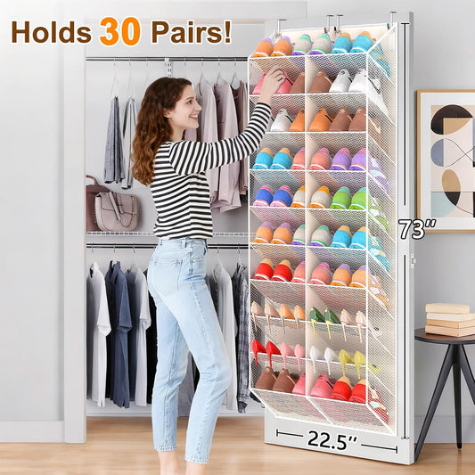 UVIAHOMI Over the Door Shoe Organizer for 20-30 Pairs, 10-Tier, Black