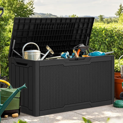 YITAHOME 100 Gallon Large Outdoor Deck Box | Waterproof Resin Storage Box, Lockable Indoor Outdoor Storage Container for Patio Furniture Cushions, Pool Accessories