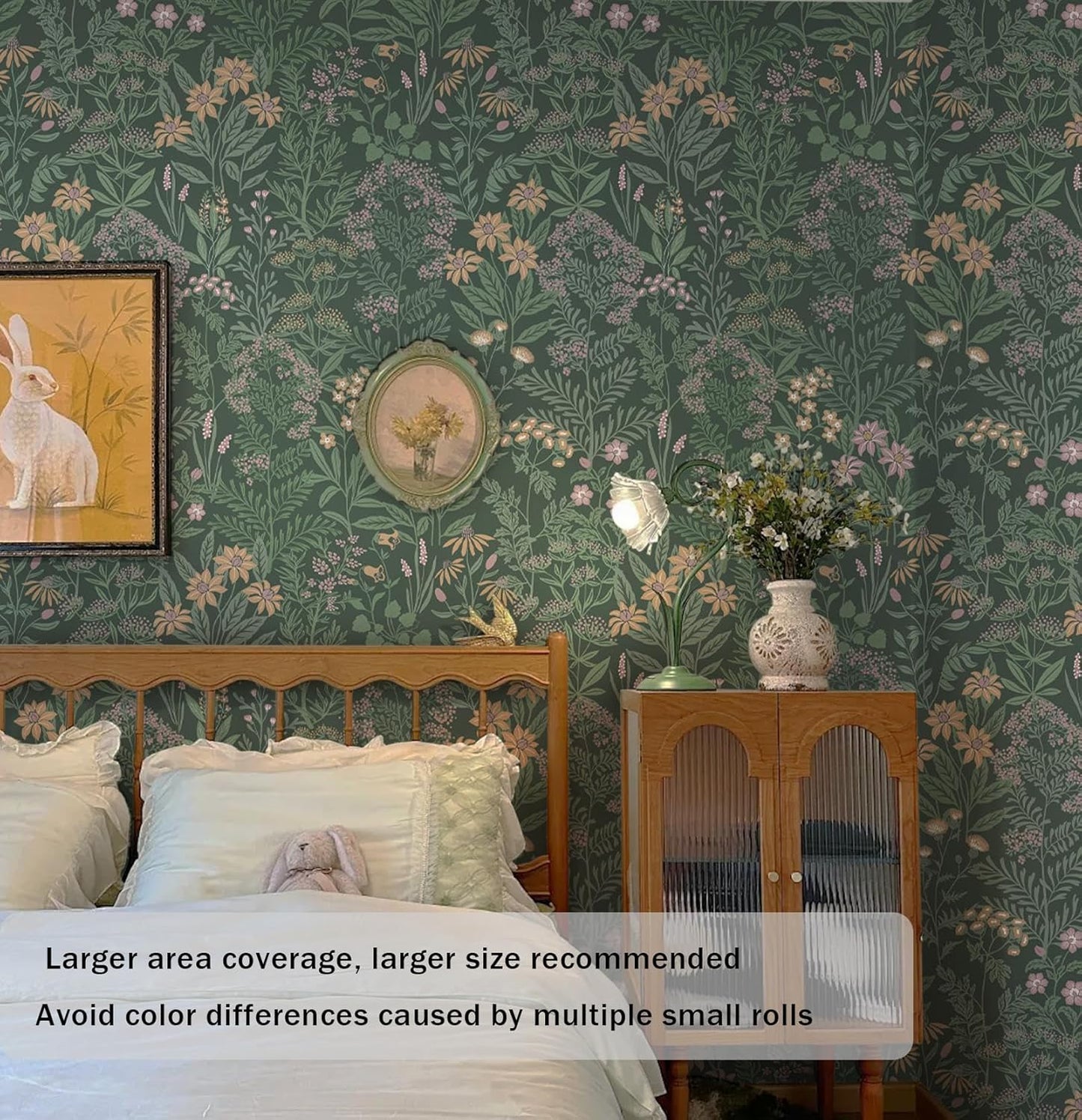 Safiyya Peel and Stick Wallpaper Floral Green and White Leaf Contact Paper for Cabinets 17.3"x 78.7" Self Adhesive Removable Wallpaper for Bathroom Renter Friendly Wall Paper Vinyl Roll