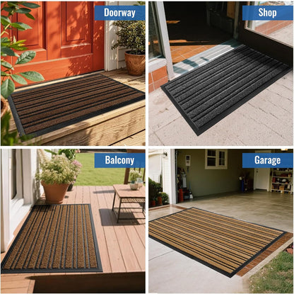 BEHERO Door Mat Outdoor Entrance, 30.5"x17" Extra Durable Front Door Mat Outside, Heavy Duty Welcome Mat for Outside Entry, Back Door Mats Non Slip, Waterproof All-Season Doormats, Yellow