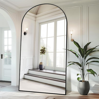 Antok 58" x19” Arched Full Length Floor Mirror, Gold Aluminum Frame, Free Standing/Wall Mount/Leaning for Bedroom, Living Room, Dressing Room