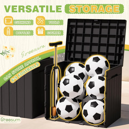 Greesum 31 Gallon Resin Deck Box All Weather Outdoor Storage Boxes for Patio Furniture Set,Outdoor Toys,Garden Tools,Black
