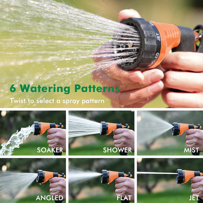 RESTMO Garden Hose Spray Nozzle, Water Hose Nozzle Heavy Duty, High Pressure Hand Sprayer with 6 Adjustable Watering Patterns, Slip Resistant for Watering Plants, Car Washing & Pet Showering, Purple