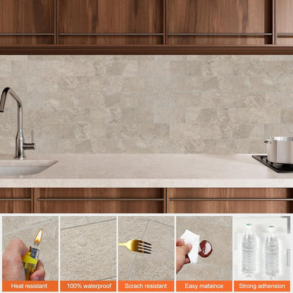 10- Sheet Polished White Peel and Stick Backsplash, 12’’Luxury PVC Ceramic Look Self Stick Subway Tiles, Waterproof Peel and Stick Wall Tiles for Kitchen and Bathrrom