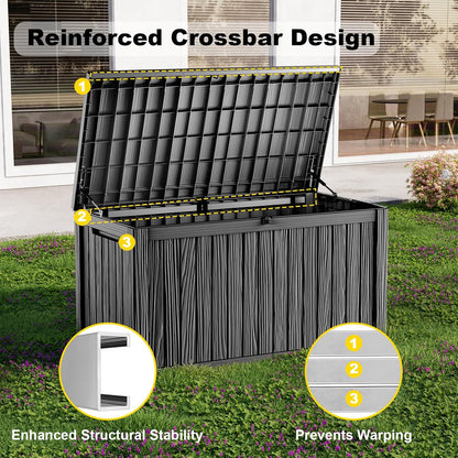 DRATO 35 Gallon Outdoor Storage Box Waterproof, Resin Small Deck Box for Patio Furniture Bench, Pool Garden Tools, Weatherproof Outside Storage Bin for Backyard Porch (Black, 35 Gallon)
