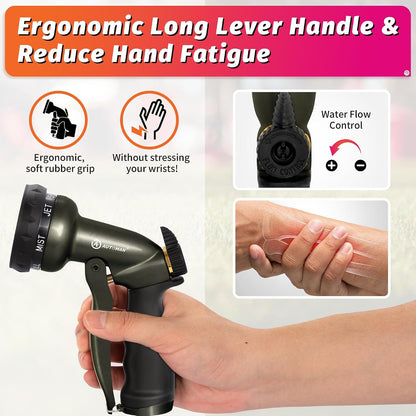 AUTOMAN Garden Nozzle Sprayer, High Pressure Spray Nozzle, 100% Metal Water Hose Nozzle, 7 Patterns Watering Nozzle, Heavy Duty Sprayer Garden Nozzle for Watering Plants & Lawns, Washing Cars & Pets