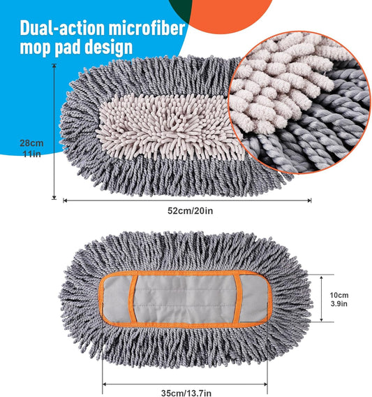 CLEANHOME Microfiber Dust Mop Replacement Pads for Hardwood Floor Cleaning, Washable and Reusable Chenille Mop Pads 3 Packs