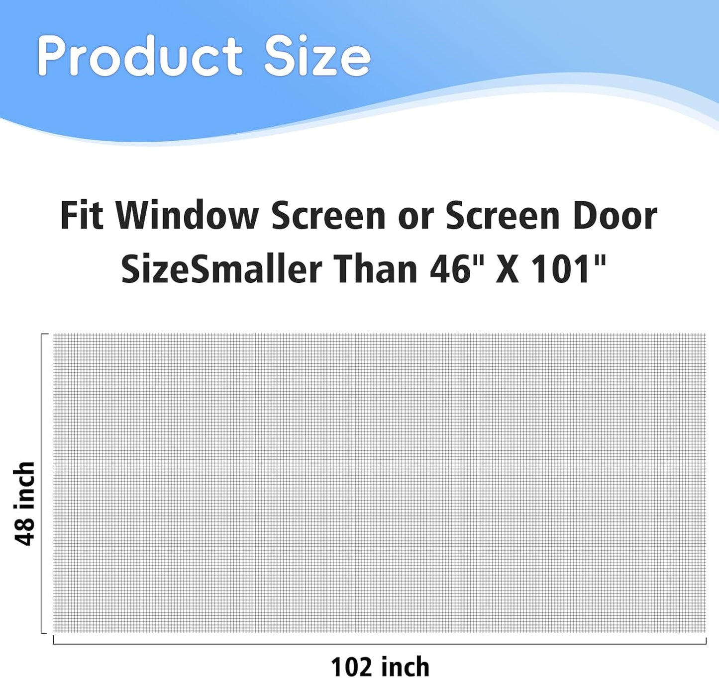 48"x102" Windows Screen Mesh,Fiberglass Window Screen Mesh, Screen Door Mesh, Windows Screens and Screen Door Replacement, Patio Screen Mesh