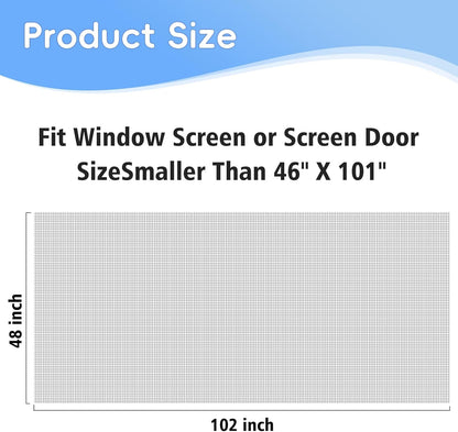 48"x102" Windows Screen Mesh,Fiberglass Window Screen Mesh, Screen Door Mesh, Windows Screens and Screen Door Replacement, Patio Screen Mesh
