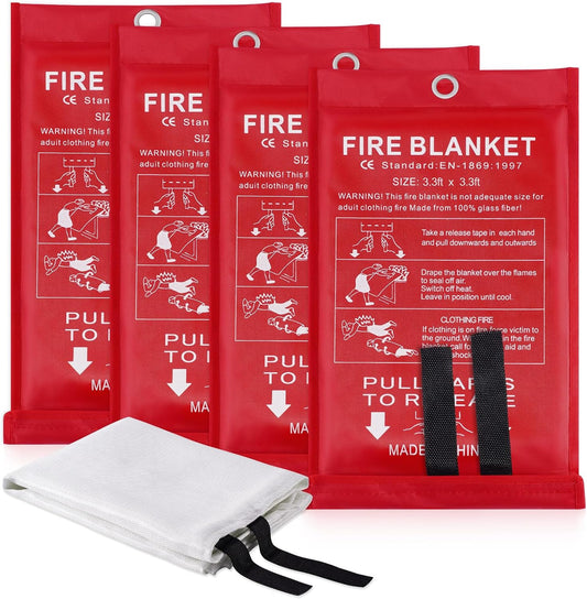 Emergency Fire Blanket Kitchen - LUXJET 4 Pack Fiberglass Fire Retardant Blanket, Fire Extinguisher for Kitchen, Survival Gear, Construct, Gas Station, Warehouse