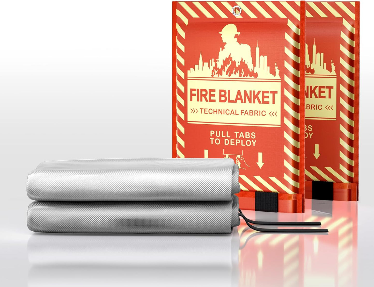 Glow-in-The-Dark Emergency Fire Blanket-3 ply Glass Fibre Fabric Construction, 2 Side Silicone Coated Fire Blanket, 40” x 40” Fiberglass Fire Blankets Emergency for Home and Kitchen, 2 Pack