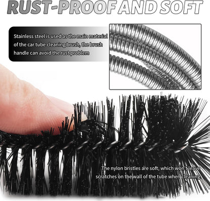 78" Long Flexible Car Drain Cleaning Brush,Stainless Steel/Nylon Pipe Cleaner Brush with Double Head,Slim Car Drain Brushes Pipe Cleaning Tool as Auto Sunroof Drains Cleaner
