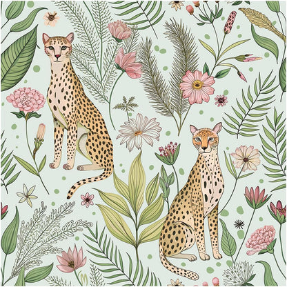 Floralplus Peel and Stick Wallpaper Leopard Jungle Removable Wallpaper for Bathroom Renter Friendly Wallpapers Self Adhesive Animal Floral Contact Paper for Accent Wall 17.5 x 118 in