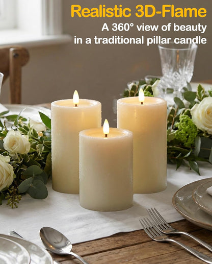 Gmnee 3"x6" Outdoor Waterproof Flameless Candles with Remote and Timers, LED Candles, Battery Operated Candles, Electric Fake Pillar Candles for Patio, Porch, and Lanterns Decor (White, Plastic)