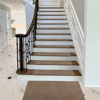 PURE ERA Carpet Stair Treads Tape Free Non Slip Indoor Stair Carpet Stair Protectors Pet-Friendly Non-Slip Skid Resistant Washable Reusable 8" x 30"(2 Pieces,Black)