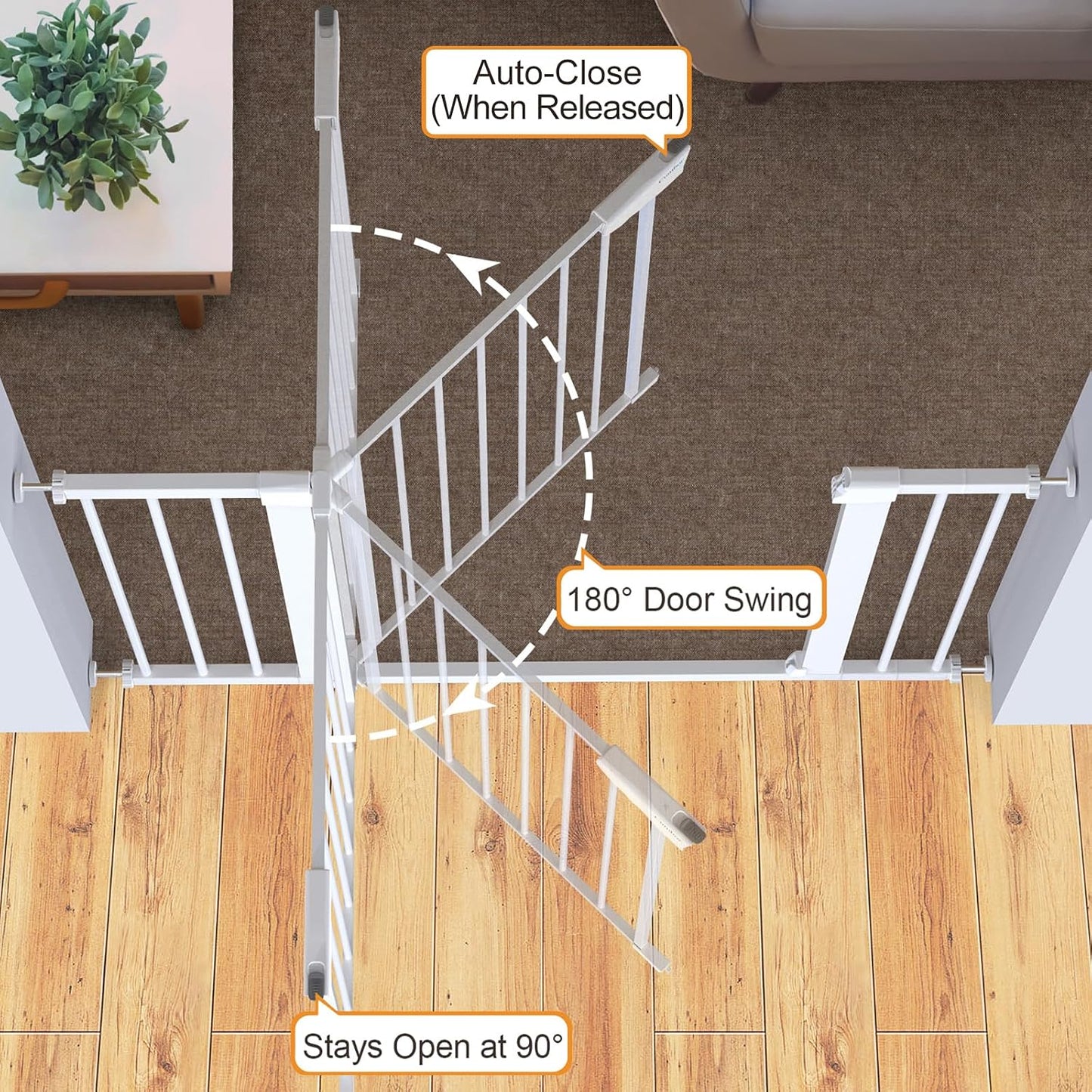 Cumbor 30-46" Baby Gate for Stairs, Mom's Choice Awards Winner-Auto Close Dog Gate for The House, Gifts for Mom, Easy Install Pressure Mounted Pet Gates for Doorways, Black