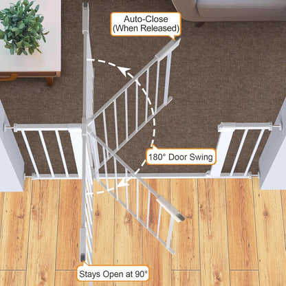 Cumbor 30-46" Baby Gate for Stairs, Mom's Choice Awards Winner-Auto Close Dog Gate for The House, Gifts for Mom, Easy Install Pressure Mounted Pet Gates for Doorways, Black