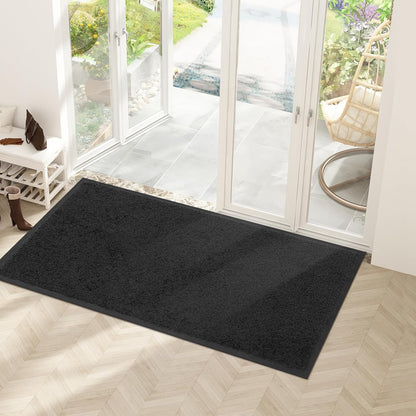 Mibao Front Door Mat, Dirt Trapper Welcome Mat for Outdoor Indoor, Non-Slip Waterproof Doormat, Durable Machine Washable Low Profile Entry Rug for Back Door Outside Patio Porch, 29.5" x 17", Grey