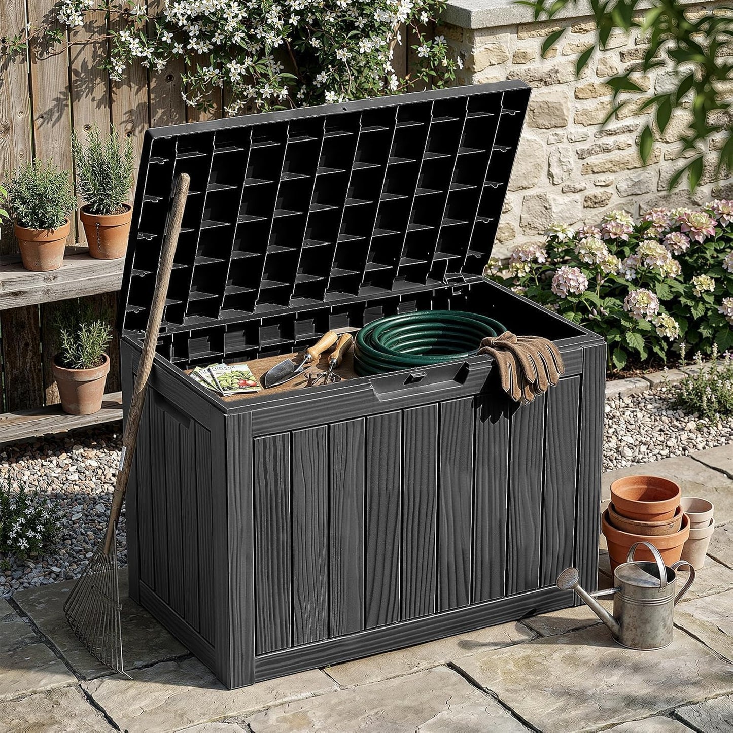 50Gal Outdoor Storage Box Anti-Theft Delivery Box Lockable Deck Box | Heavy-duty UV & weatherproof resin for secure parcel drop, patio cushion storage, garden tools & porch package organization