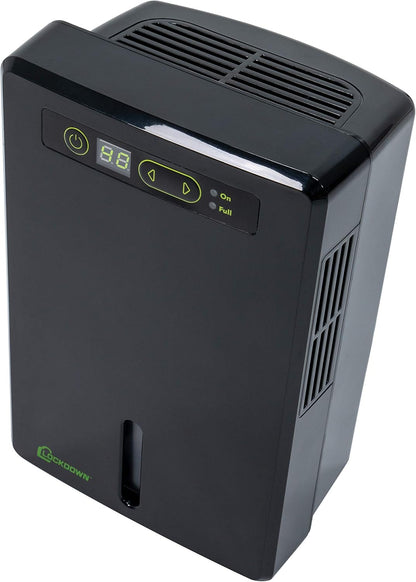 LOCKDOWN Automatic Dehumidifier with Quiet Operation, Drain Hose and Self Monitoring Controls for Humidity Control in Small Rooms, Safes and Closets