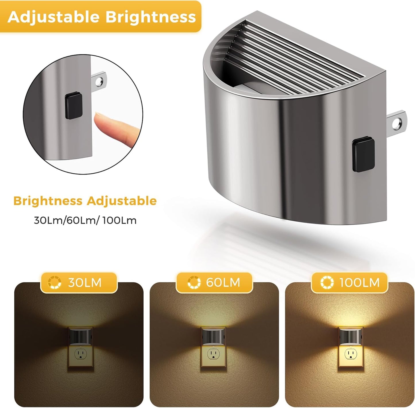 L LOHAS LED Night Lights Plug into Wall 2 Pack, Dusk to Dawn Sensor Nightlight, Brightness Adjustable, 3000K Soft White