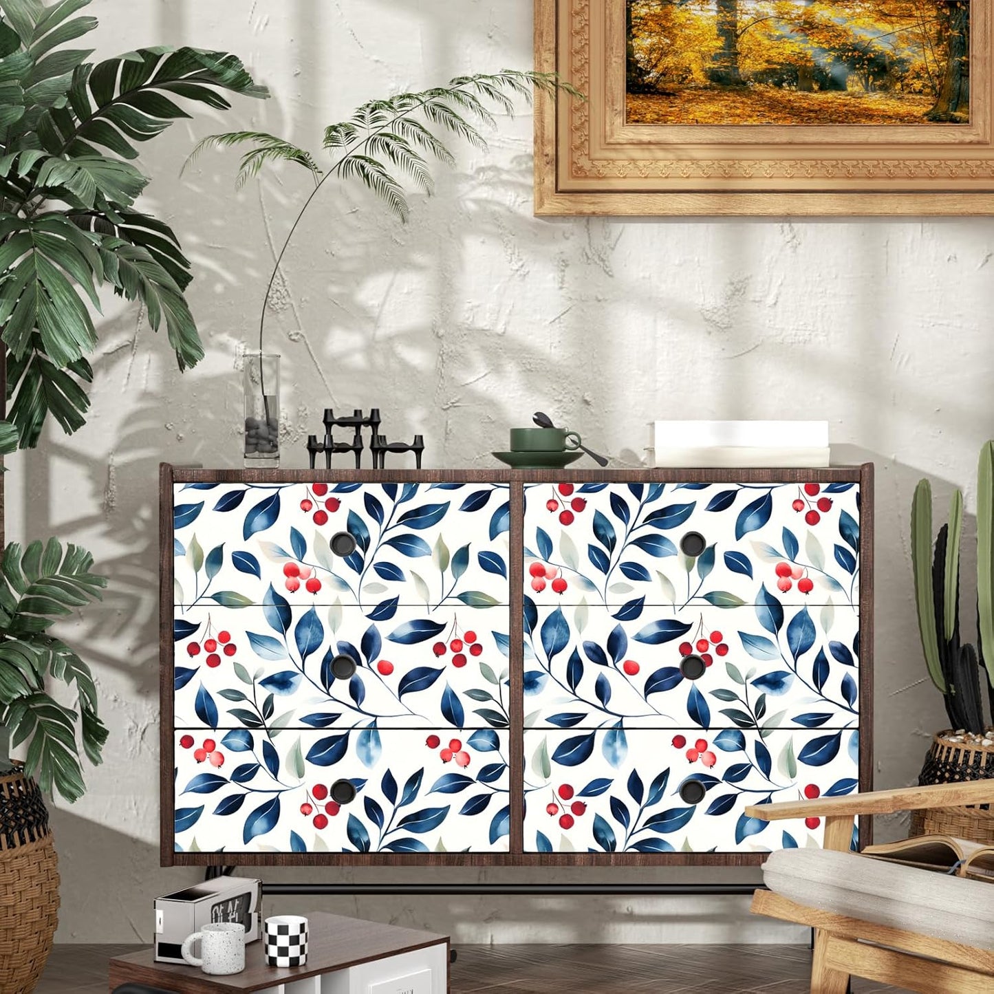Danodoi Yellow Floral Wallpaper Peel and Stick Vinyl Wallpaper Stick and Peel Colorful Contact Paper for Cabinets Waterproof Self Adhesive Wall Paper for Kitchen Countertop Wall 17.5" x 118"