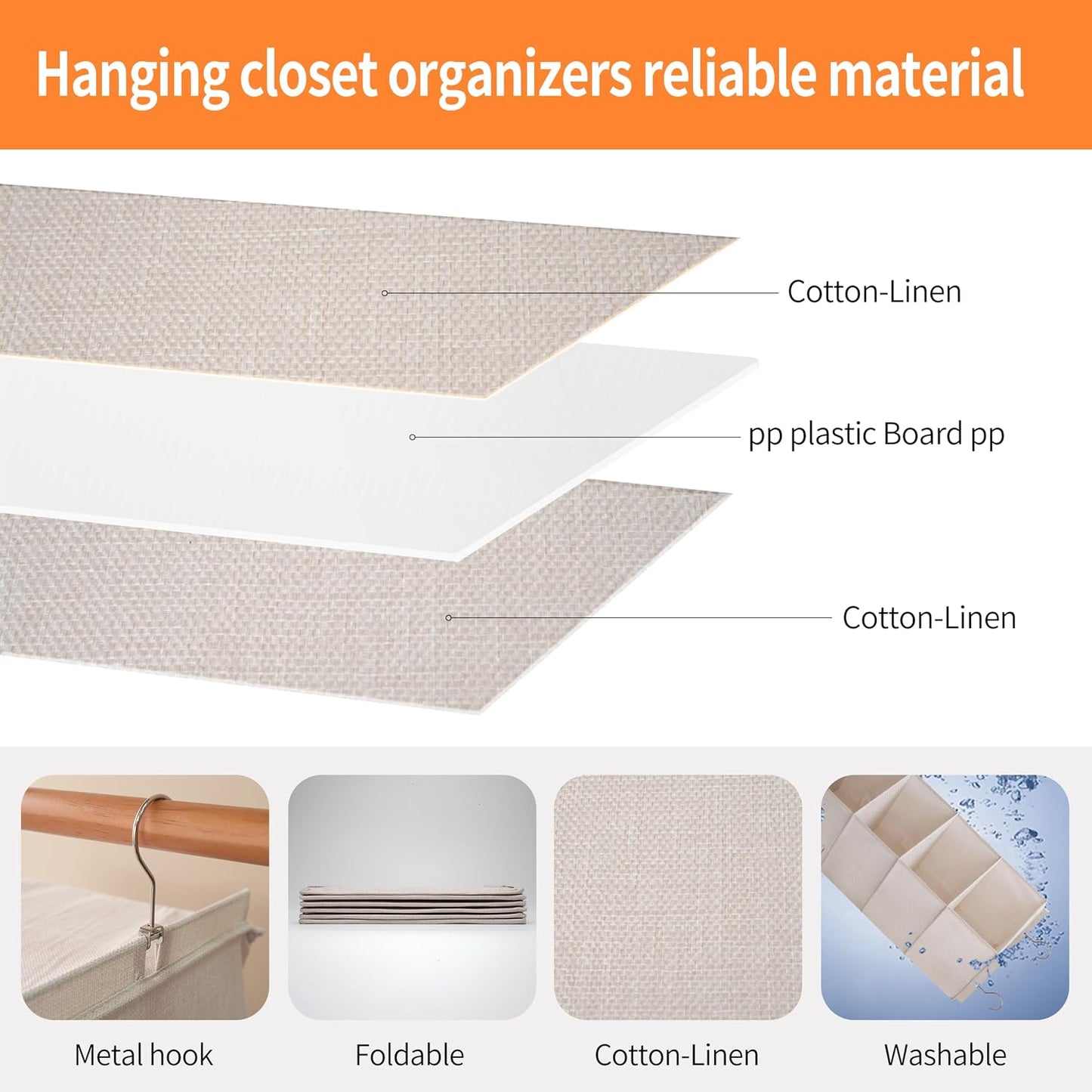 Large Hanging Sweater Organizer for Closet,Collapsible 6-Shelf Hanging Closet Shelves with Drawers, Washable (Grey-6 Shelf)