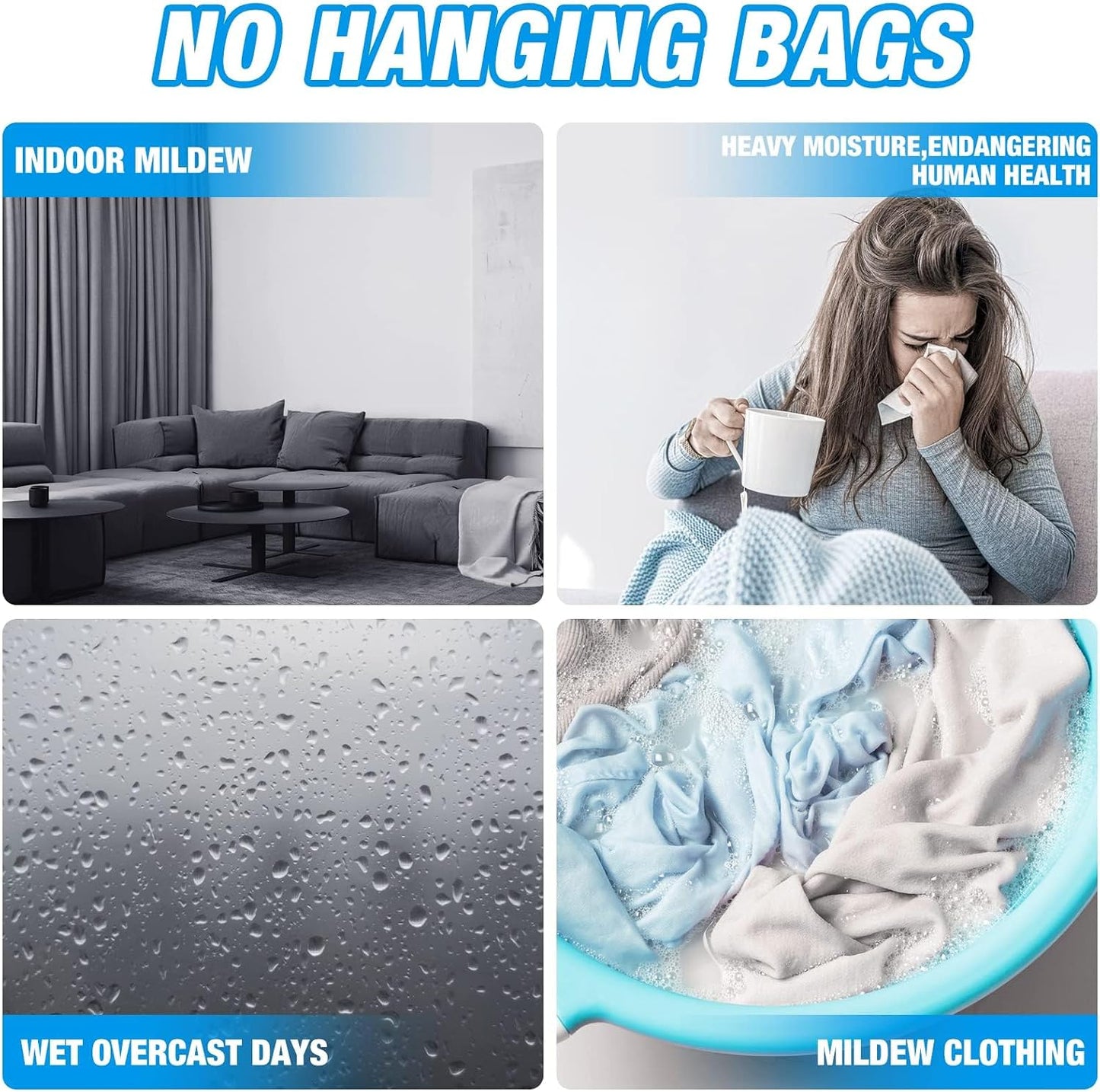 ZSZMFH 6 Pack Moisture Absorber & Max Odor Eliminator Hanging Bag, Charcoal Smell Remove Damp Musty Smell,Hanging Closet Dehumidifier Bags with 25g of Activated Charcoal (220g/pack)…
