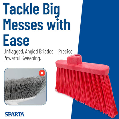 SPARTA Plastic Broom Head, Angled, Un-Flagged for Large Debris Indoor, Outdoor, Home, Restaurant, Lobby, Office, 12 Inches, Green