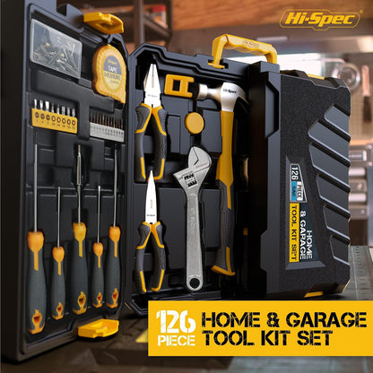Hi-Spec 57pc Home Garage DIY Tool Kit Set. Complete Beginner Handyman and Home Mechanics Tool Box Set for Auto, Car, Bike and Household Repairs
