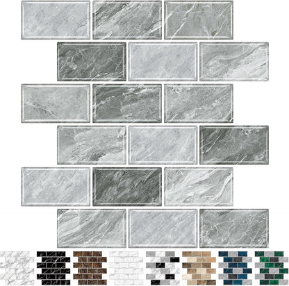 URCOLOR 10-Sheet Stick on Backsplash for Kitchen,12"x12" Peel and Stick Self Adhesive Wall Tiles Back Splashes for Bathroom Brown Marble Look