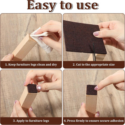 6Pcs Square Felt Furniture Pads 4" x 4" Self Adhesive Square Furniture Felt Pad Cuttable Anti Scratch Furnitures Pads Floor Protectors Furnitures Sliders for Hardwoods Cabinet Laminated Floors