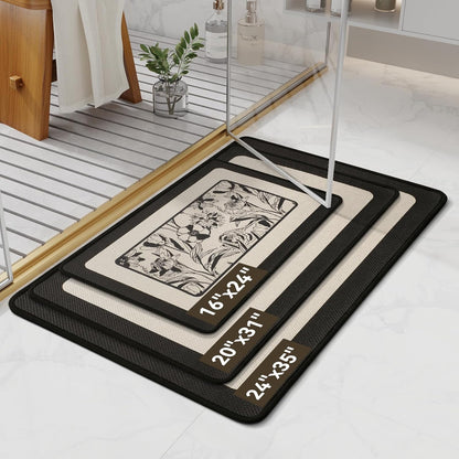 YDKGL Ultra Thin Bathroom Rugs Mat Quick Dry Absorbent Non Slip Bath Mat Bath Mats for Bathtub Mat Bathroom Carpet Fit Under Door Washable Floor Rubber Half Round Bath Rugs Grey 16x24